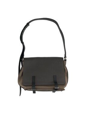 Loewe Leather Military Messenger Bag Gray Taupe